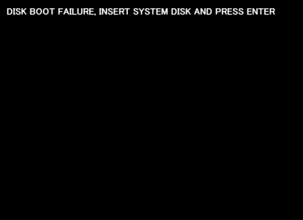 Disk Boot Failure Insert System Disk And Press Enter My3place